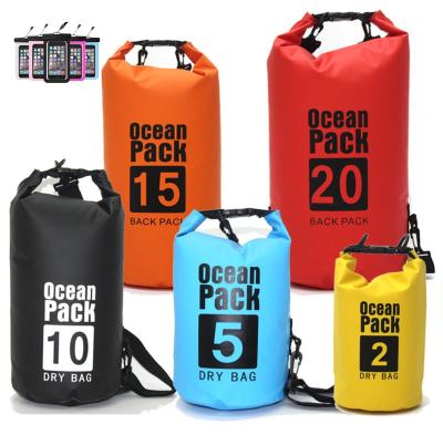 China Outdoor Activity Boating 2L 3L 5L 8L 10L 15L 20L 30L 40L Floating Hiking Wet Custom Package Ocean PVC Kayak Outdoor Logo Waterproof Dry Bag for sale