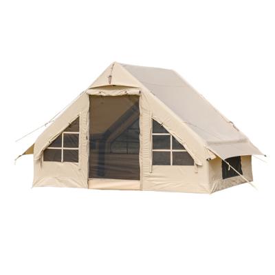 China Stake air tube type inflatable tent glamping cabin canvas tent air duct outdoor waterproof tents for sale