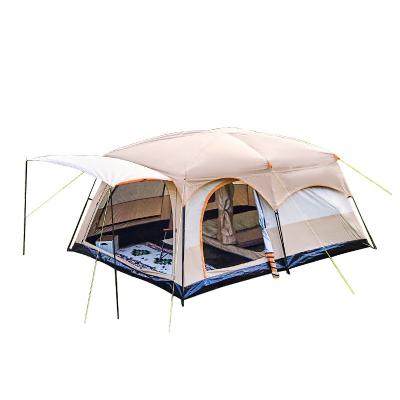 China Extended Type Large Space Outdoor Camping Tents 8-12 People Double Layers 2 Rooms 1 Living Room Luxury Waterproof Camping Tent for sale