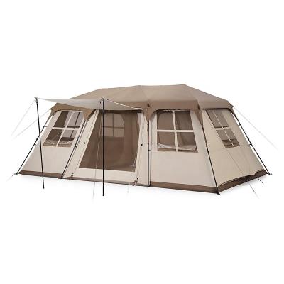 China Straight Tether Type Outdoor Camping Glamping 2 Bedroom Automatic Large Family Tent Village 17 Tent for sale