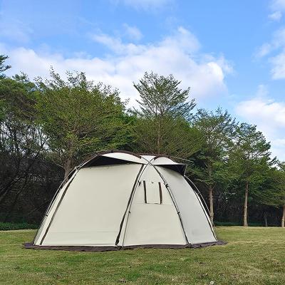 China Extended Type Hemisphere Dome Outdoor Camping Tent with Pipe Jack, Black PU Coating, Family Camping Ball Stove Tent for 6-8 Person for sale