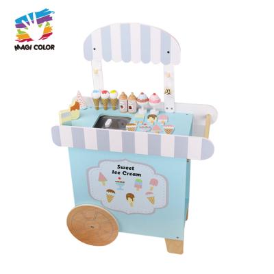 China For Kids Action Ability Role Playing House Toy Wooden Training Ice Cream Cart Set Simulation Wooden Ice Cream W10A135 for sale