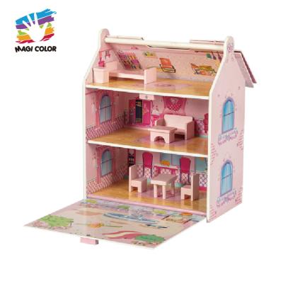 China Best Selling Mini Toy New Style Wooden Doll House Classic Wooden Doll House Toy Wooden Fashion House W06A434 for sale