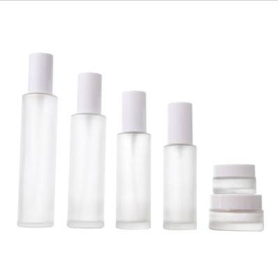 China Good Quality Frosted Personal Care Cosmetic Bottle Packaging Lotion Bottles Glass Lotion Bottle for sale