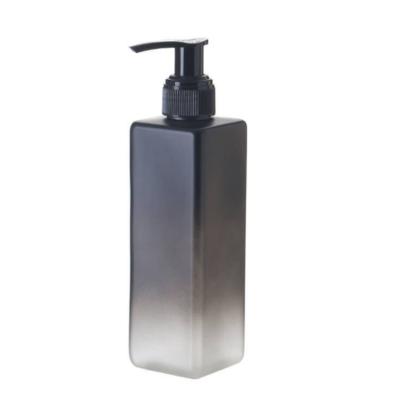 China Square Shampoo Plastic Bottle Cosmetic Packaging Frosted Shower Gel Bottle for sale