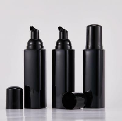 China Hot Selling Black 100ml Cosmetic Foam Pump Facial Bottle Cleanser Round Bottle for sale