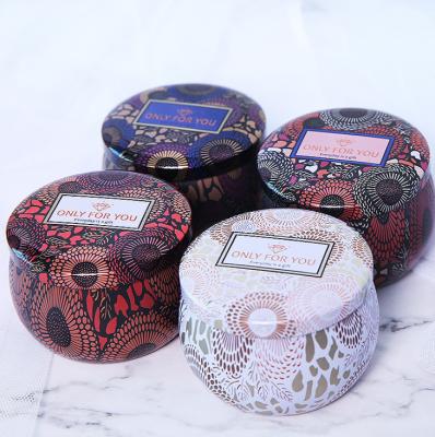 China Creative Fancy Round Candle Tin Candle Jar Candle Jars Unique Candle Jars for sale