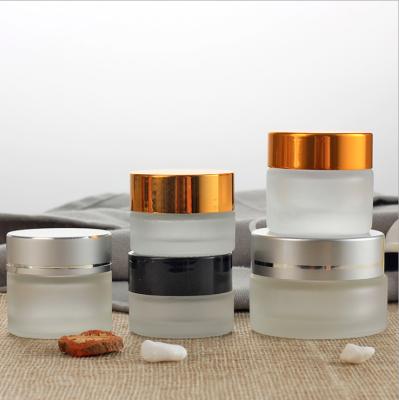 China Skin Care Cream Best Frosted Cosmetic Cream Jar Wide Mouth Glass Jars Cosmetic Bottle for sale