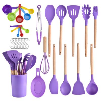 China Hot Sale Viable Color Silicone Kitchenware 13 Piece Set Non Stick Spatula Kitchenware Set for sale