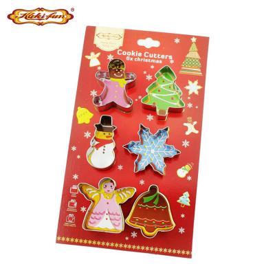 China Amazon Viable Hot Selling 6 Pieces Stainless Steel Cookie Mold Christmas Tree Snowflake Angel Bell Cookie Model Printer for sale