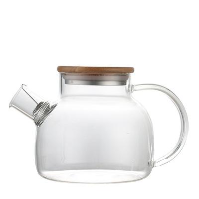 China Large Capacity Large Capacity Glass Bamboo Covered Cold Kettle Household Flower And Fruit Teapot for sale