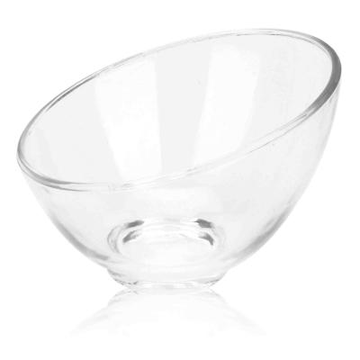 China Wholesale Cut Glass Dessert Bowl Fruit Glass Skew Mouth Stocked Small Oblique Bowls for sale