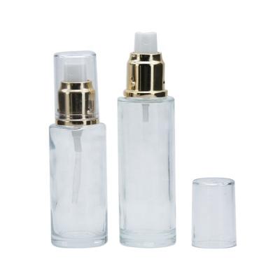 China 1oz 50ml 2oz 80ml 100ml Recyclable Luxury Empty Clear Glass Spray Pump Toner Emulsion Cosmetic Lotion Bottle for sale