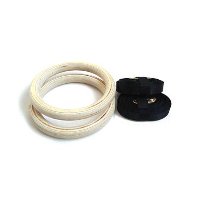 China Pull Up Exercise Wooden Rings Gymnastics Natural Personalized Exercise Wooden Rings Double Ring Wood for sale