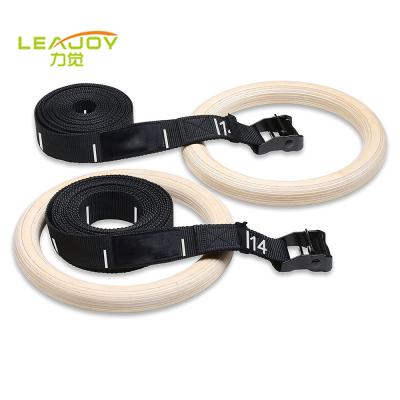 China Wooden non-toxic portable 28mm/32mm gymnastic rings on sale for sale