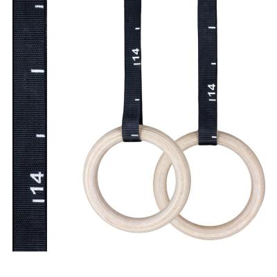 China High Density Perfect Wooden Gymnastic Rings With Numbered Straps for sale