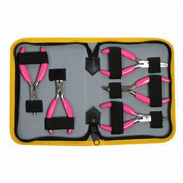 China Cheap portable tool kit and high quality 5 pieces jewelry pliers set in zipper bag for sale