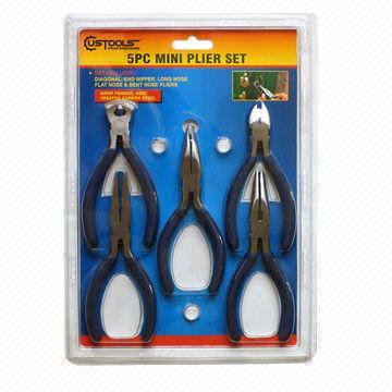 China High Quality Strong Mini Pliers Set With Carbon Steel Pliers Double Blister Power 5 Tool Kit Packing for sale