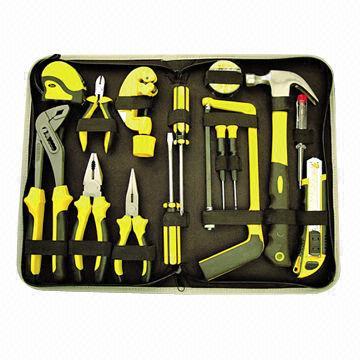 China Portable High Quality 15 Piece Tool Kit Home Tool Kits With Zipper Bag for sale