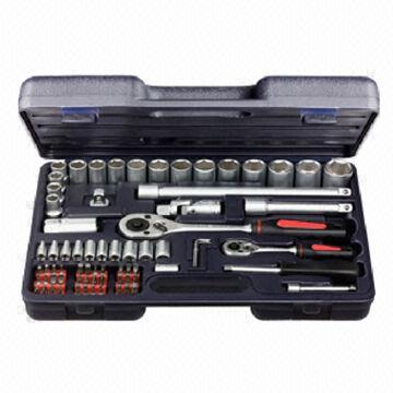 China 65 Piece Portable Tool Kit High Quality Socket And Bit Set In Blow Case for sale