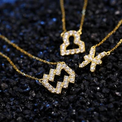 China Women's 925 Sterling Silver Jewelry Gold Chain Constellastion Zodiac Necklace FASHION Luxury Fine Pendant for sale