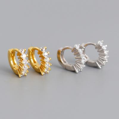 China Wholesale Round Zircon 925 Gold Hiphop Girls Irregular Silver Korean Hoop Earrings for sale