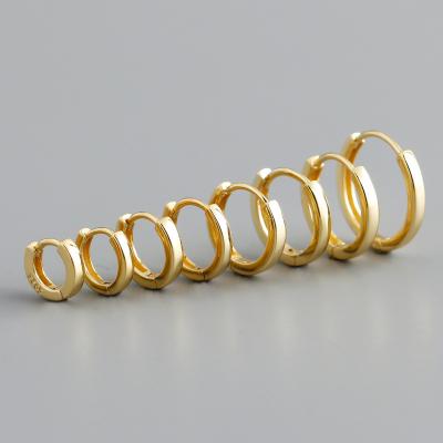 China Unisex Hiphop Multi-size Blank Hoop Gold Plated Sterling Silver 925 Hoop Earrings for sale