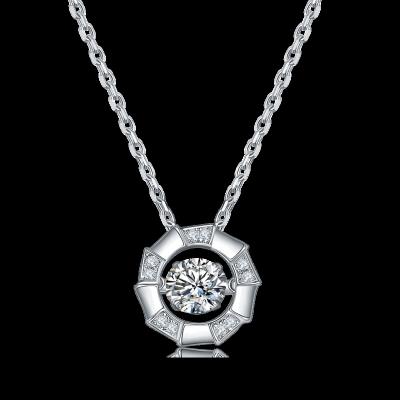 China 0.5ct Classic TRENDY Moissanite Around Design Bamboo Necklace 925 Sterling Silver Jewelry For Women for sale