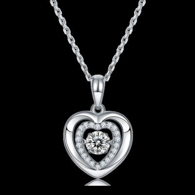 China Remarkable Romantic Love Mothers Day Gift Micro Insert 0.5ct Moissanite 925 Sterling Silver Heart Necklace for sale