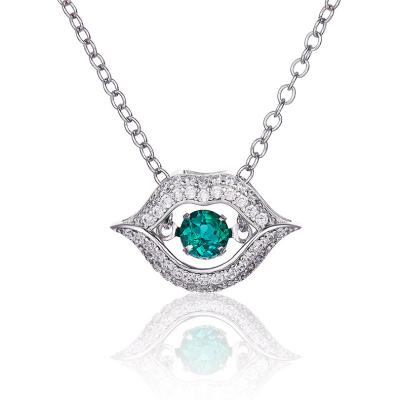 China Fashion Jewelry 0.25ct Emerald Green Moissanite Silver 925 Sterling Women Sexy Lip Pendant Fine Necklace for sale