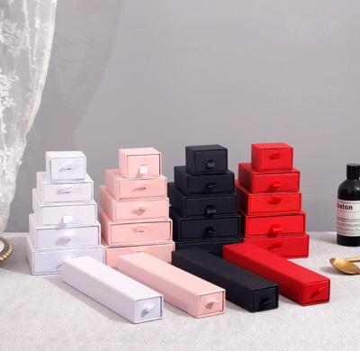 China Custom Logo Jewelry Packaging Box Colorful Paper Cardboard Necklace Ring Gift Black Slide Drawer High Quality for sale