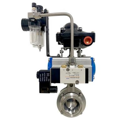 China General Skycity Size DN50-DN200 Stainless Steel Sanitary Model Butterfly Valve Price Pneumatic Control JG60-D-8-DA for sale