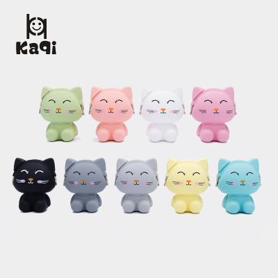 China Recycle Cute Cat Curiosity Coin Pouch 3D Coin Purse Hot Selling Silicone Shape Silicone Kitty Cat Kids Animals Purse for sale