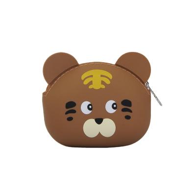 China Cute Cartoon New Item Tiger Pattern Zipper Coin Purse Waterproof Silicon Money Pouch Bag New arrival Silica gel Pouch for change and coin for sale