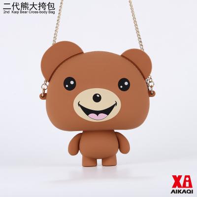 China 2nd Bear Shape Large Capacity Silicon Pouch Silicone Casual Cross Body Bag For Small Things Waterproof Silicone Good Quality Purse for sale