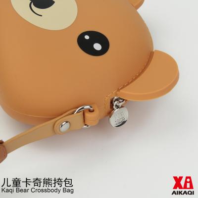 China Silicone Kaqi Bear Cross Body Bag With Braid Cartoon Silicone Shape Coin Pouch For Girls Big Capacity Silicon Pouch For Trinkets for sale