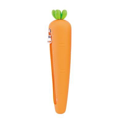 China Hot Sale Women Silicone Money Bag Silicone Carrot Shape School Pencil Case For Pen Silicone Pencil Bag Wholesale For School Office for sale