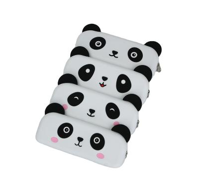 China Schools & Offices Wholesale Panda Shape Rectangle Pencil Bag Large Capacity Silicone Pen Case For Students New Technical Waterproof Silicon Pouch for sale