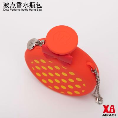 China Wholesale Environmental Friendly Silicone Dots Waterproof Perfume Bottle Swipe Bag Silicone Money Bag New Arrival Coin Purse For Coin Silicon Pouch With Chain for sale