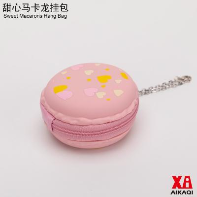 China Soft silicone macaron shape silicon blow bag macarons silicone money purse for coin good quality waterpfoor silicone pouch with chain for sale