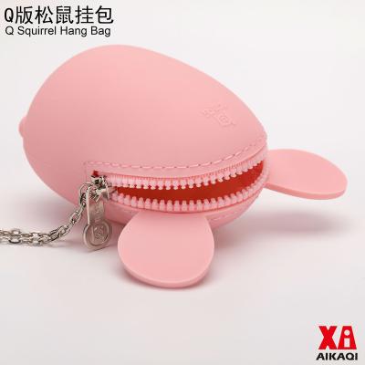 China Silicone Q Silicone Squirrel Swipe Bag With Chain Cutey Silicon Money Waterproof Bag For Silicone Coin Pouch Large Coin Purse High Quality for sale