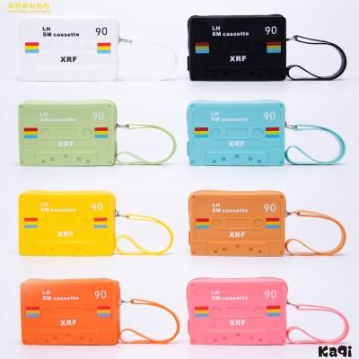 China Cheap Custom Silicon Promotion Manic Gifts Silicone Cassette Wallet Tape Coin Purse With Magnetic Tape Coin Pouch For Zipper Sound Recording for sale