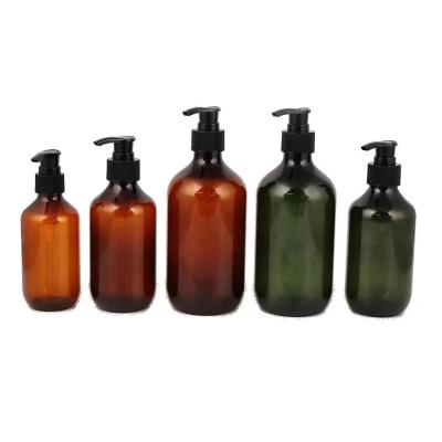 China Personal Care Liquid Soap Shampoo Conditioner PET Bottle Green Amber Plastic Cosmetic Lotion Pump Bottle 200ml 8oz 300ml 400ml 16oz 3oz 5oz for sale