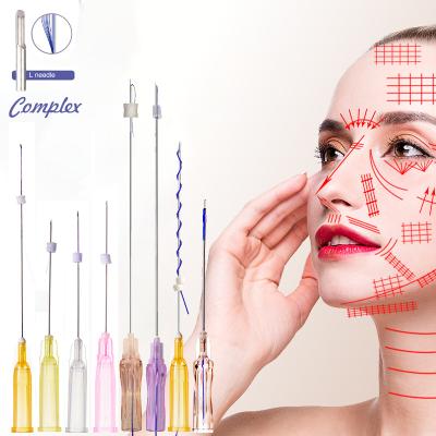 China Adult Absorbable Korea Face Lifting Barbed Tooth 4D 19G 100mm Pdo Suture Lifti Bidirections With L Cannula for sale