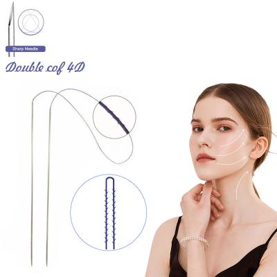 China Best Adult Eyebrow Two Way Tooth 4D Burr Double Needle 20G 100mm/400 Double Needle Lifting Sharp pdo thread for sale