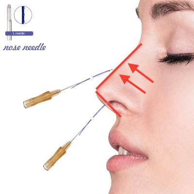 China Best Adult Barbed Nose Columella Blunt Lift Tip L Tip 2-1 Needle 19G 38mm PDO High Nose Wire Nose Lift Tip for sale