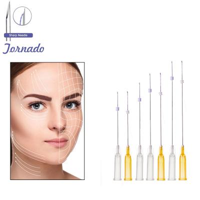 China Tornado 26G 60mm adult medical absorbable pdo face suture CE certificate twin thread lift with sharp needle for sale