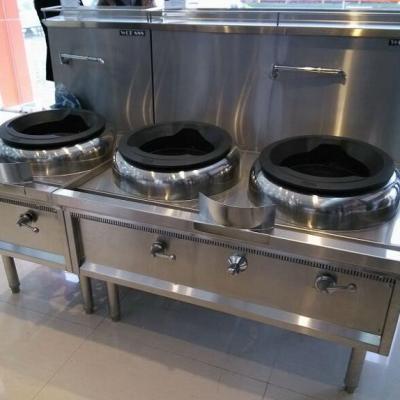 China Chinese Restaurant Commercial Kitchen Restaurant Super Flame 3 Burner Gas Wok Range for sale