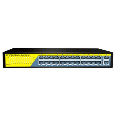 China POE 10/100/1000Mbps 24+2 port network poe switch for IP camera for sale