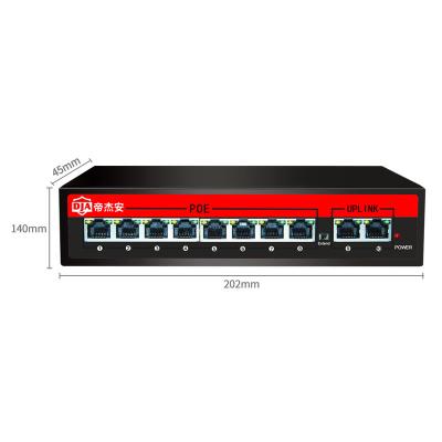 China Hot POE 8+2 10/100m poe switch multiple port ethernet port for cctv for sale